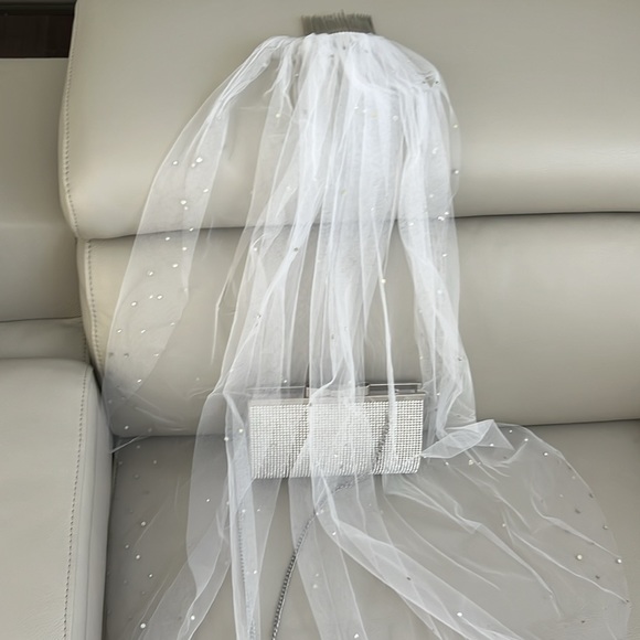 Bride Halloween Costume: rhinestone clutch with comb veil - Picture 5 of 6